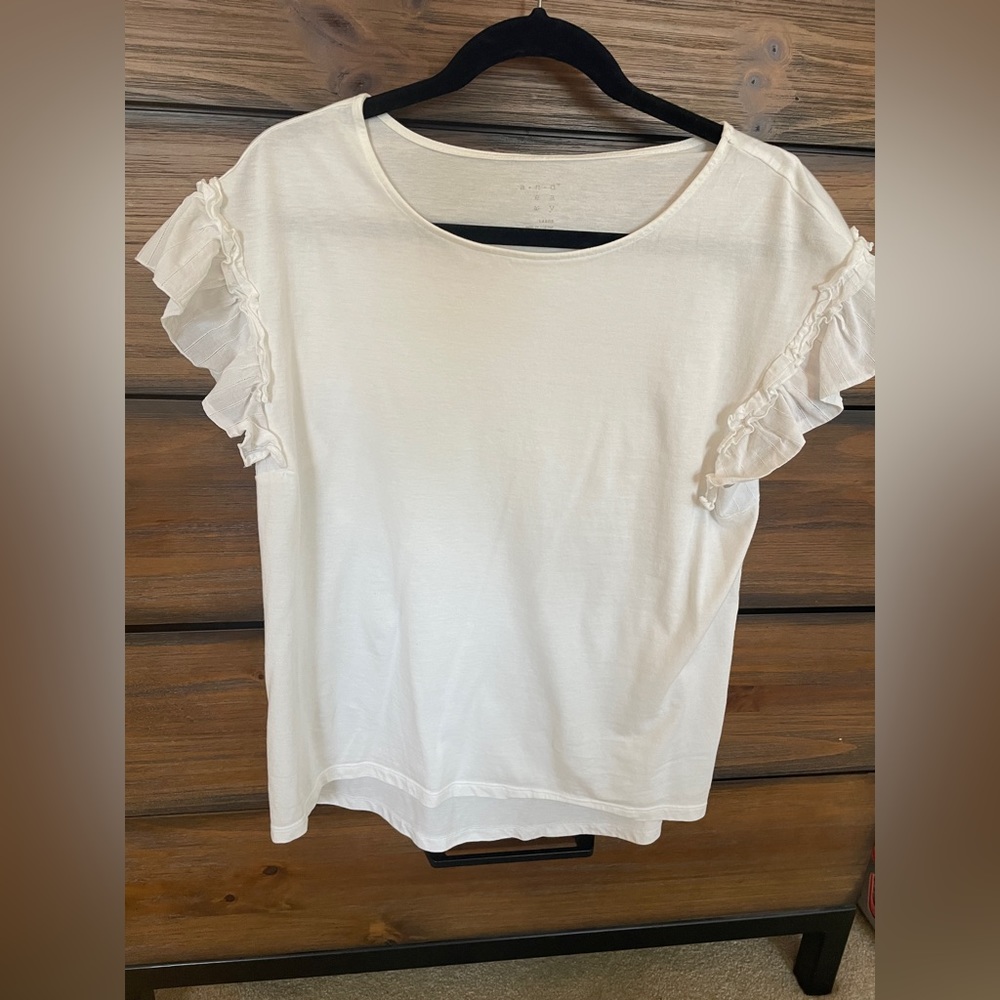 A New Day White Ruffle Sleeve Top
